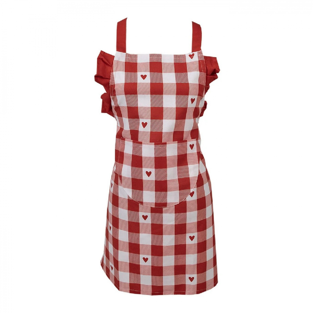 Kinder-Küchenschürze "rot kariert Herzen" aus Baumwolle von Clayre & Eef